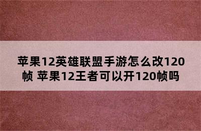 苹果12英雄联盟手游怎么改120帧 苹果12王者可以开120帧吗